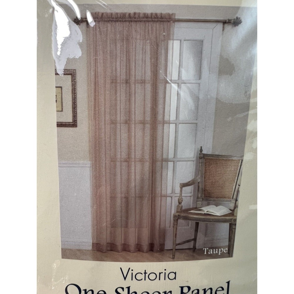 Ellery Home Styles Victoria Sheer One Panel Curtain Taupe 84"L 59”W 2 Packs - Picture 2 of 5